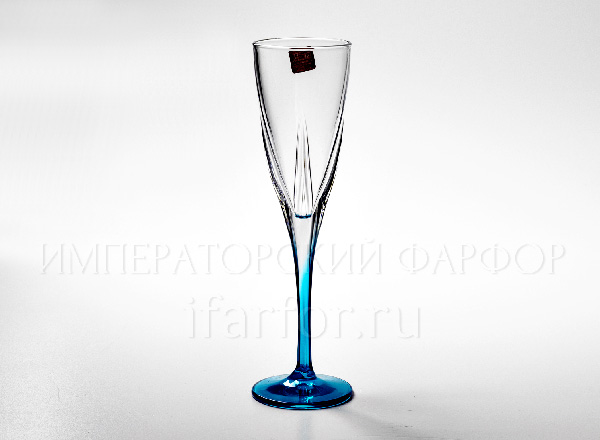 Tall glass for champagne Turquoise Cristalleria Fusion