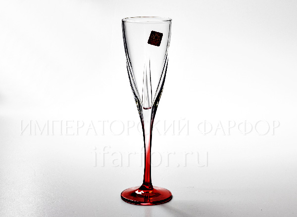 Tall glass for champagne Red Cristalleria Fusion