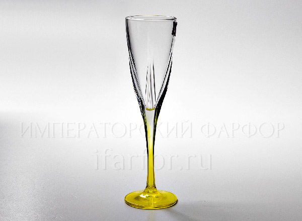 Tall glass for champagne Yellow Cristalleria Fusion