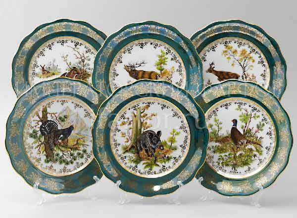 Set of plates Table Hunting Green 6/6 SYKORA