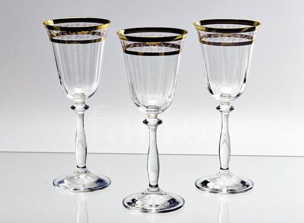 Goblets set for wine Gold leaf 6/6 Optica