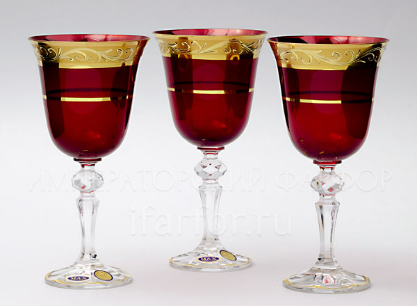 Goblets set for wine Kristina Red 6/6 Kristina