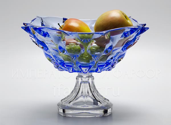 Vase for fruit footed Blue SAMBA BOHEMIA TREASURY