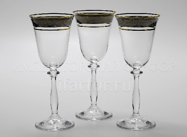 Goblets set for wine Floral ornament 6/6 Angela