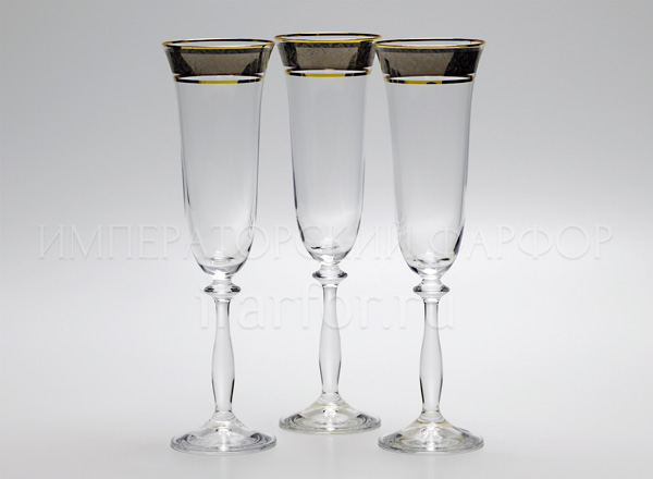 Goblets set for champagne Floral ornament 6/6 Angela