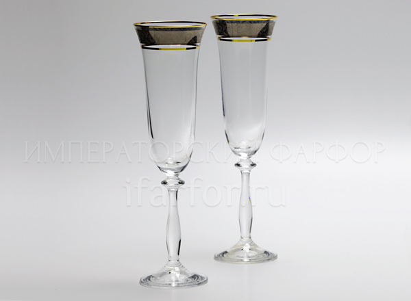 Goblets set for champagne Floral ornament 2/2 Angela