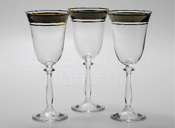 Goblets set for wine Floral ornament 6/6 Angela