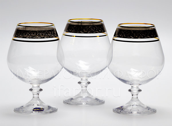 Goblets set for brandy Floral ornament 6/6 Angela