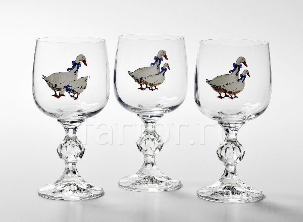 Goblets set for wine Geese 6/6 Claudia AS Crystal