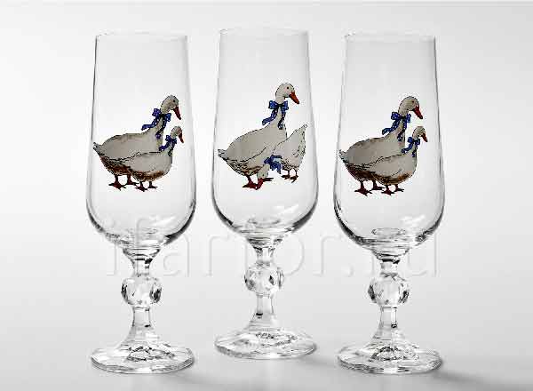 Goblets set for champagne Geese 6/6 Claudia AS Crystal