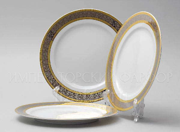 Set of plates Table Wide platinum gold plated 6/6 Opal