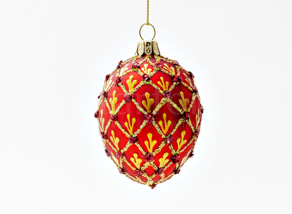 Christmas tree toy Faberge Egg Grid ruby red