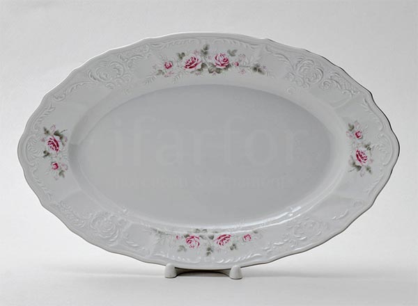 Dish/ platter oval Bernadotte Gray Rose Platinum Bernadotte