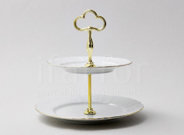 Serving stand two-tier Bernadotte White Pattern Bernadotte