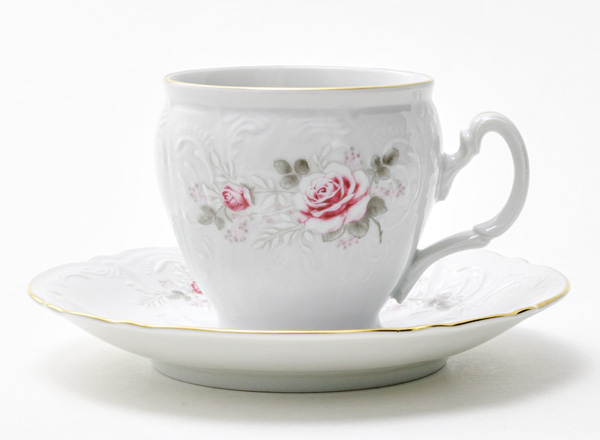 Cup and saucer tea Gray rose gold Bernadotte cask