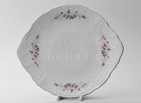 Dish/ platter for cake Bernadotte Gray Rose Platinum Bernadotte