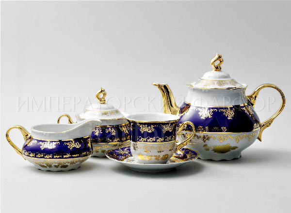 Tea Set Constance Golden rose Cobalt 6/17 Constance