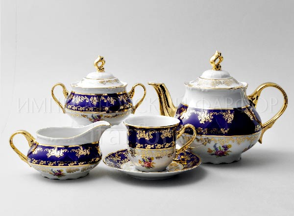 Tea Set Constance Wildflower Cobalt 6/17 Constance