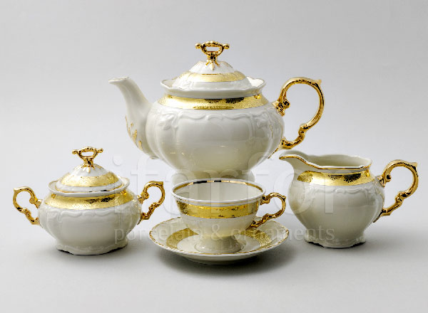 Tea Set Golden ribbon Ivory 6/17 Maria