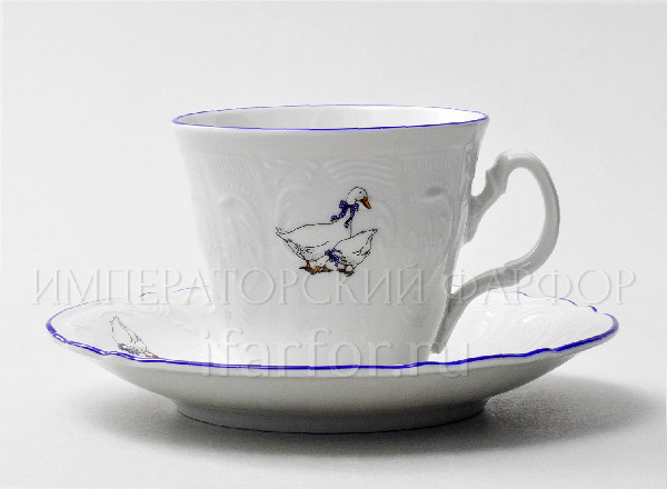 Cup and saucer tea Bernadotte. Geese Bernadotte bucket