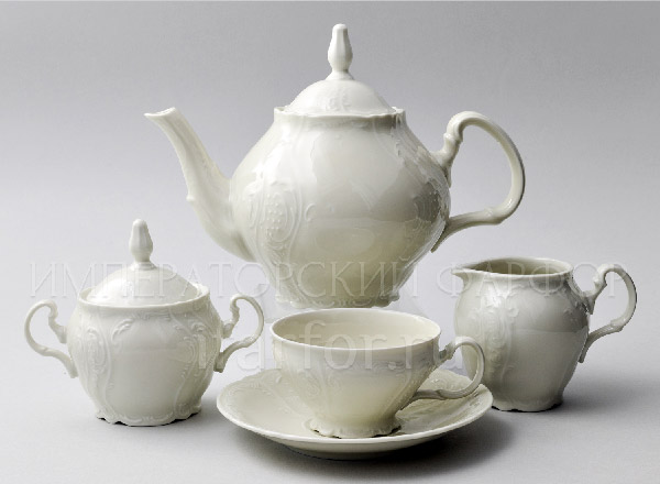 Tea Set Bernadotte Undecorated Be-Ivory 6/17 Bernadotte