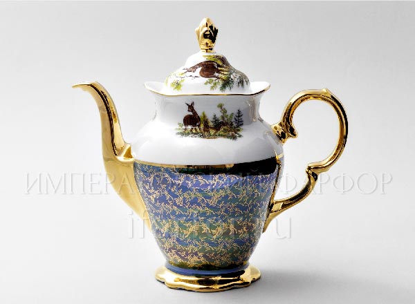 Кофейник Охота Зеленая STERNE PORCELAN