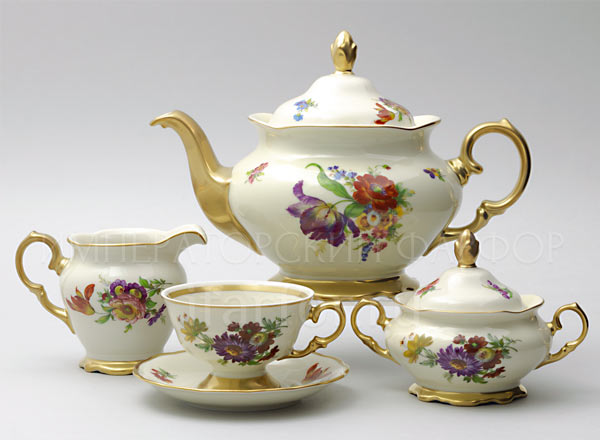 Tea Set Ivory 6/17 STERNE PORCELAN