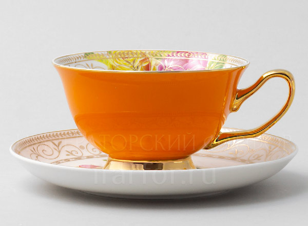 Cup and saucer tea Rainbow Orange Royal Classics