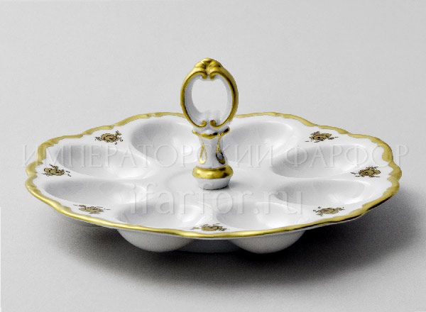 Tray with handle for eggs Crown Golden Rose Crown Round tray for 8 eggs