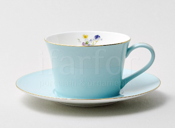 Чашка с блюдцем чайная Времена года. Голубой Мозамбик