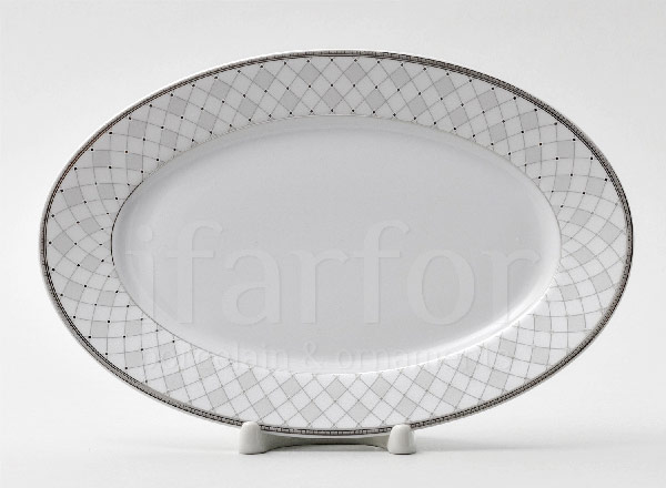 Dish/ platter oval Gray mesh Platinum Repast