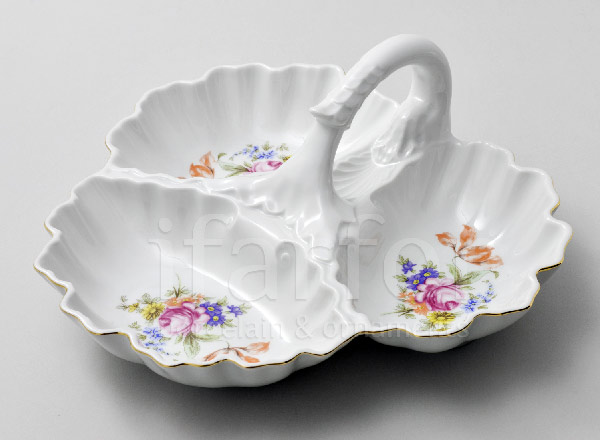 Compartmental dish 3-section Flower motif Repik