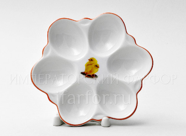 Tray for eggs Crown Spring Two Chickens Crown Round tray for 6 eggs