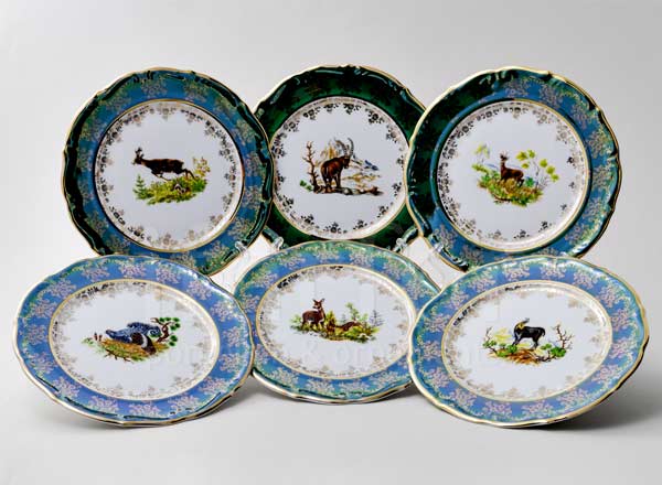 Set of plates Table Hunting Green 6/6 Maria Teresa