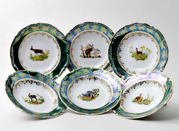 Set of plates deep Hunting Green 6/6 Maria Teresa