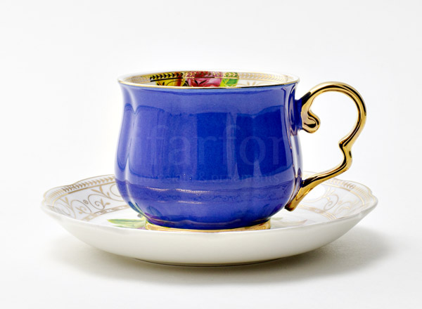 Cup and saucer tea Rainbow Blue Summer