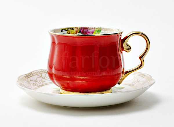 Cup and saucer tea Rainbow Red Summer