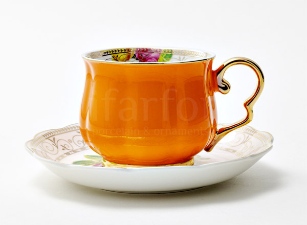 Cup and saucer tea Rainbow Orange Summer