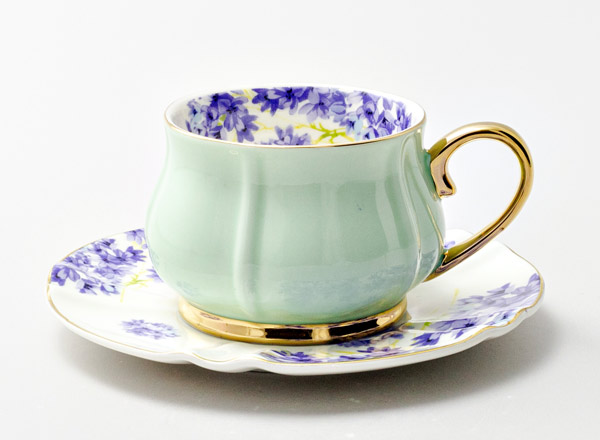 Cup and saucer tea Seasons. Light green Tulip Royal Classics