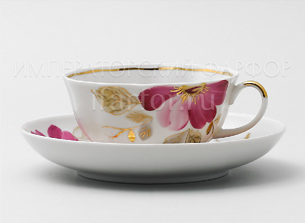 Cup and saucer tea Purple flower Tulip