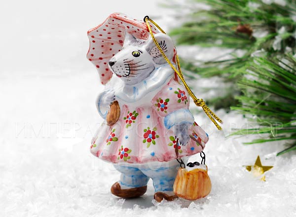 Christmas tree toy The mouse with an umbrella Mouse with an umbrella (pink)