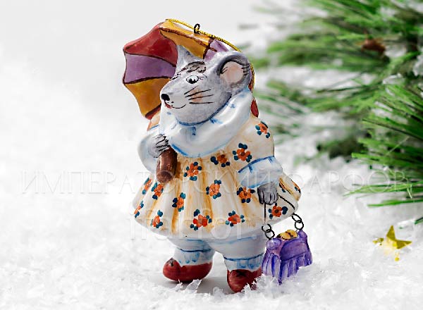 Christmas tree toy The mouse with an umbrella Mouse with an umbrella (orange)