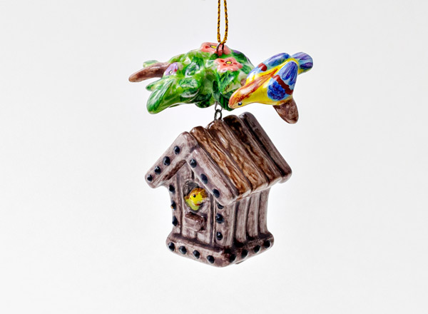 Christmas tree toy birdhouse