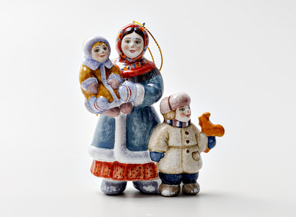 Christmas tree toy Peasant woman with children