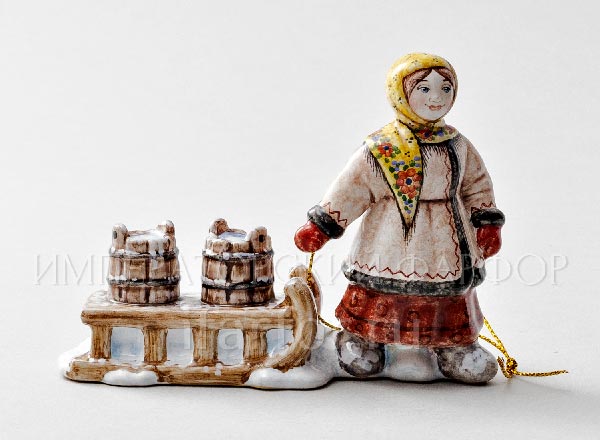 Christmas tree toy Peasant woman with sledges