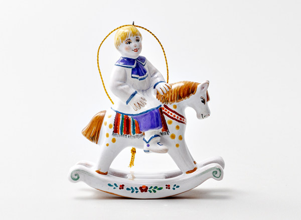 Christmas tree toy Boy on the horse Boy on a horse in a white shirt 3