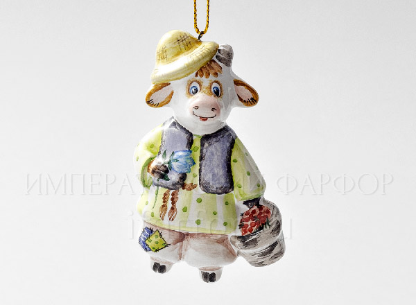 Christmas tree toy Bull with a basket Рисунок 1