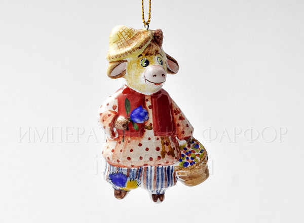 Christmas tree toy Bull with a basket Picture 12