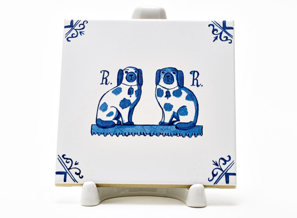 Tile Dutch. Two dogs 