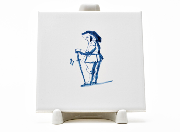 Tile Dutch. A soldier with a sword 